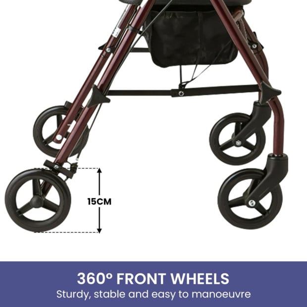 Orthonica Foldable Steel Frame Rollator 4-Wheel Walker Image 7