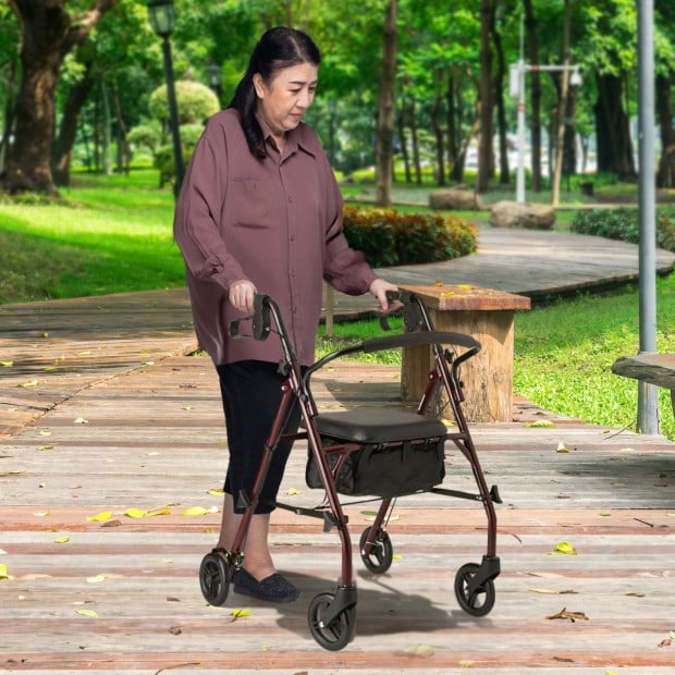 Orthonica Foldable Steel Frame Rollator 4-Wheel Walker Image 10