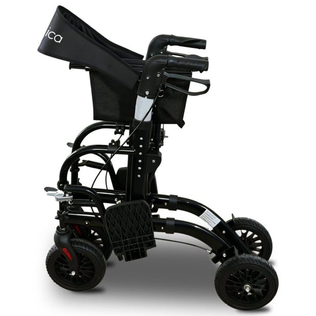 Orthonica Aluminium 2-in-1 Rollator Wheelchair with Foldable Frame – Black & Silver Image 6