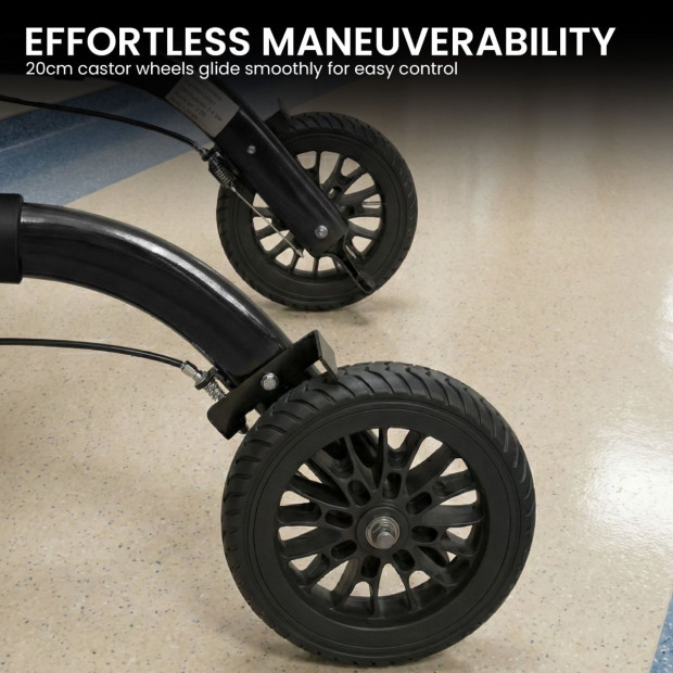 Orthonica Aluminium 2-in-1 Rollator Wheelchair with Foldable Frame – Black & Silver Image 10