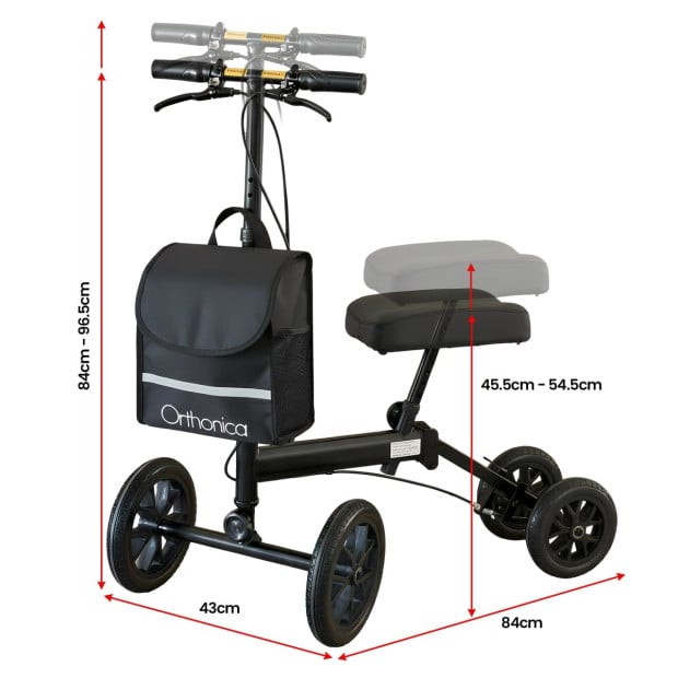 Orthonica Knee Walker with Adjustable Pad and Dual Brakes Image 3