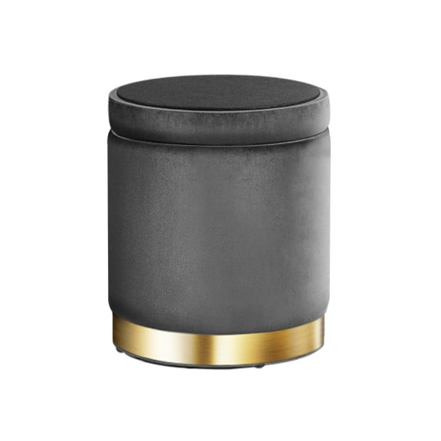 Round Velvet Ottoman Foot Stool with Storage Pouffe Padded Seat Image 3