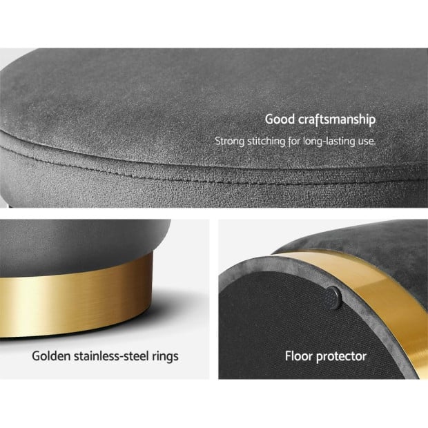 Round Velvet Ottoman Foot Stool with Storage Pouffe Padded Seat Image 6