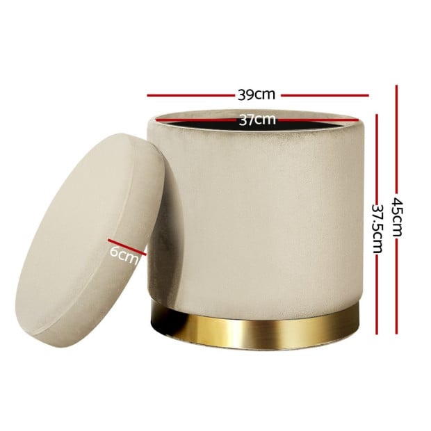 Round Velvet Foot Stool Storage Ottoman Foot Rest Pouffe Padded Seat Image 2