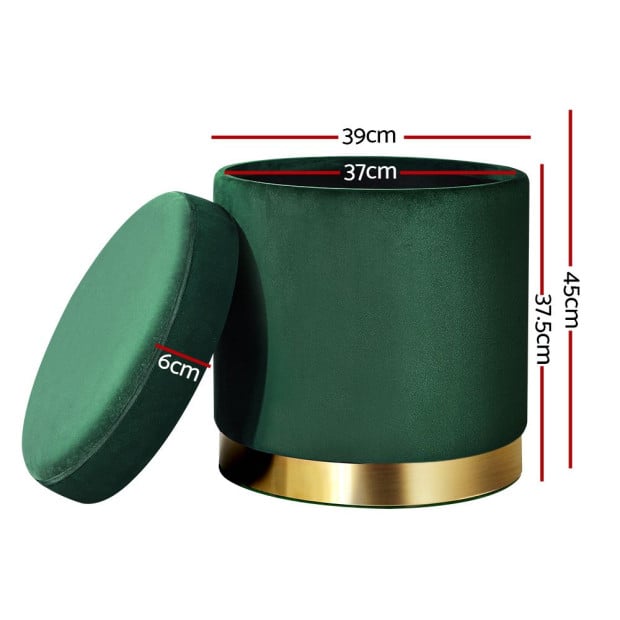 Storage Ottoman Round Velvet Foot Stool Pouffe Padded Seat Home Decor Image 2