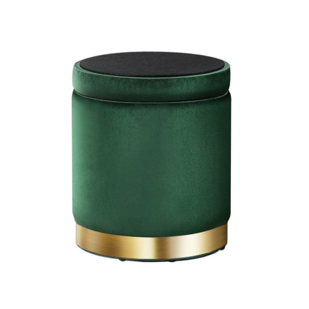 Storage Ottoman Round Velvet Foot Stool Pouffe Padded Seat Home Decor Image 3