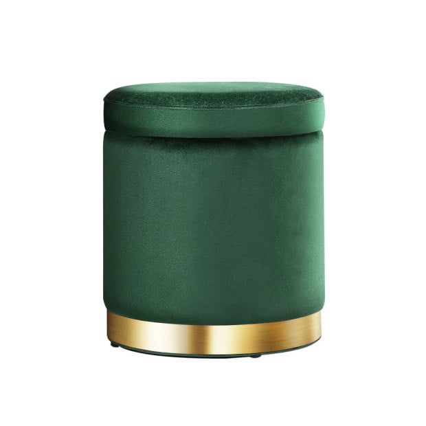 Storage Ottoman Round Velvet Foot Stool Pouffe Padded Seat Home Decor Image 4