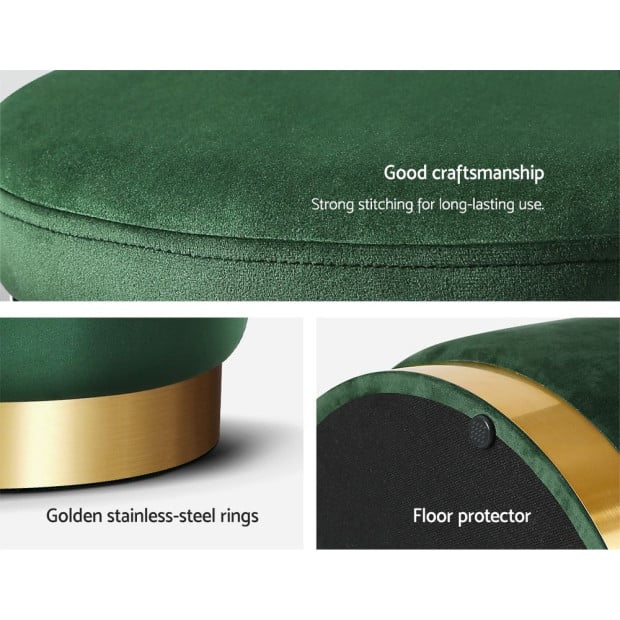 Storage Ottoman Round Velvet Foot Stool Pouffe Padded Seat Home Decor Image 6