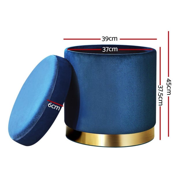 Foot Stool Round Velvet Storage Ottoman Foot Rest Pouffe Padded Seat Image 2