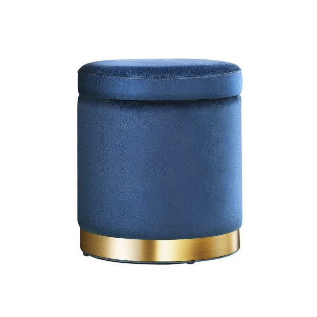 Foot Stool Round Velvet Storage Ottoman Foot Rest Pouffe Padded Seat Image 4