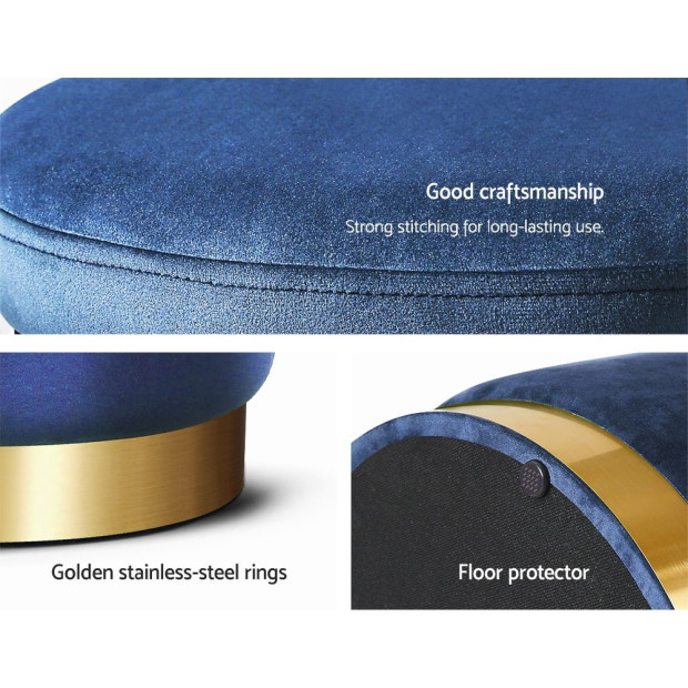 Foot Stool Round Velvet Storage Ottoman Foot Rest Pouffe Padded Seat Image 6