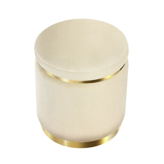 Round Velvet Foot Stool Ottoman Foot Rest Pouf Pouffe Padded Seat Image 3
