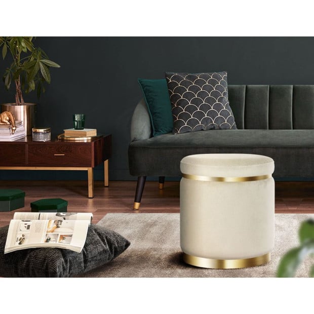 Round Velvet Foot Stool Ottoman Foot Rest Pouf Pouffe Padded Seat Image 7
