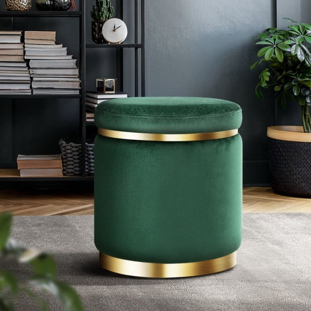 Ottoman Round Velvet Foot Stool Pouffe Padded Seat Pouf Home Decor Image 8