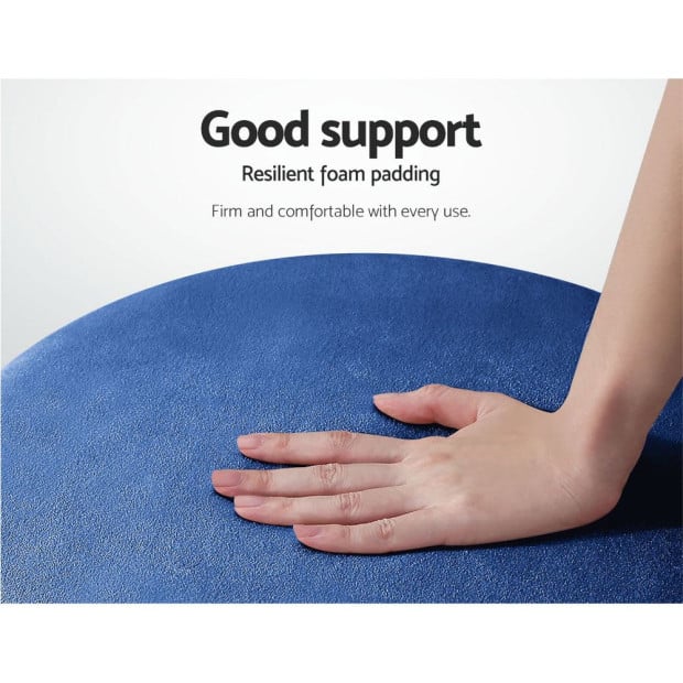 Foot Stool Round Velvet Ottoman Foot Rest Pouffe Pouf Padded Seat Navy Image 4