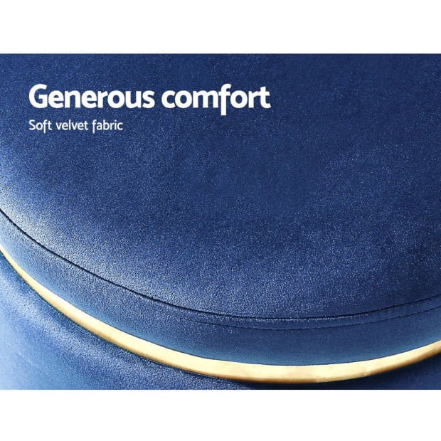 Foot Stool Round Velvet Ottoman Foot Rest Pouffe Pouf Padded Seat Navy Image 6
