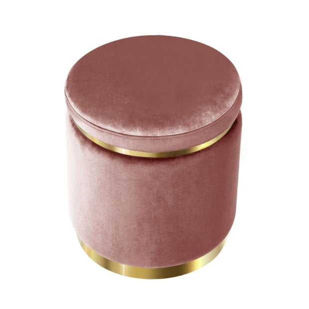 Round Velvet Foot Stool Ottoman Foot Rest Pouffe Padded Seat Pink Image 3