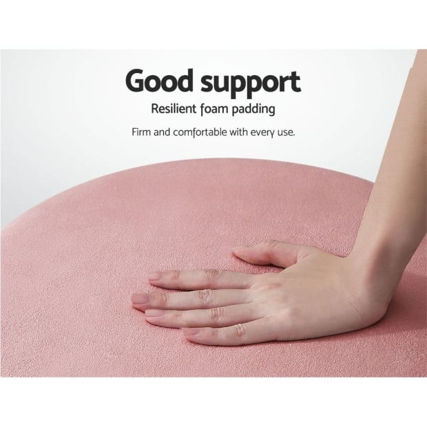 Round Velvet Foot Stool Ottoman Foot Rest Pouffe Padded Seat Pink Image 4