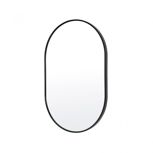 50 x 75cm Wall Mirror Oval Bathroom - Black