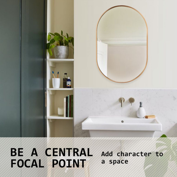 50 x 75cm Wall Mirror Oval Bathroom - GOLD Image 4
