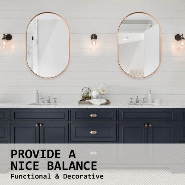 50 x 75cm Wall Mirror Oval Bathroom - GOLD Image 6