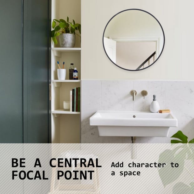 50cm Wall Mirror Round Bathroom - BLACK Image 4