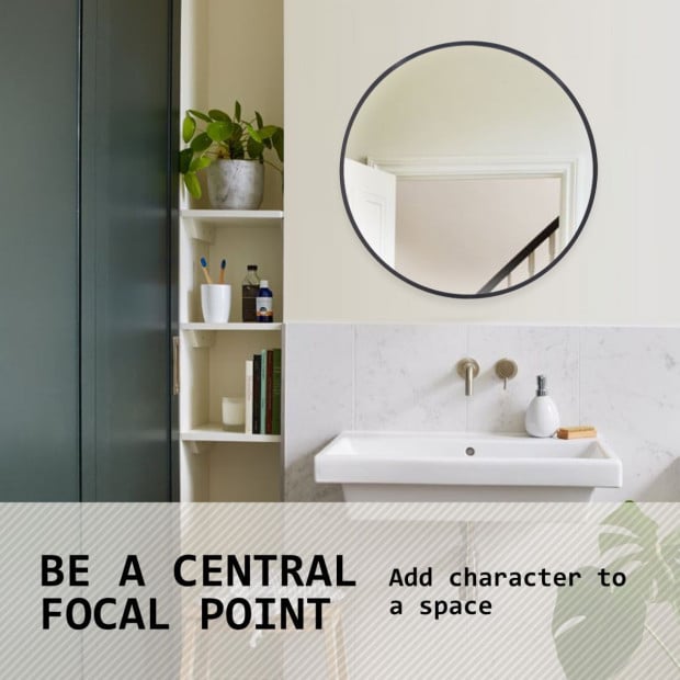 60cm Wall Mirror Round Bathroom - BLACK Image 4