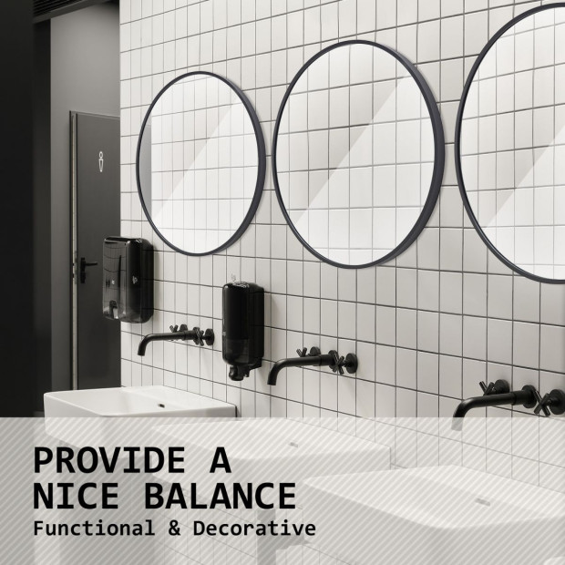 70cm Wall Mirror Round Bathroom - BLACK Image 6