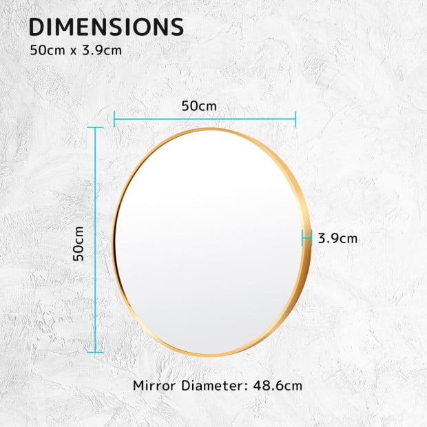 50cm Wall Mirror Round Bathroom - Gold Image 12