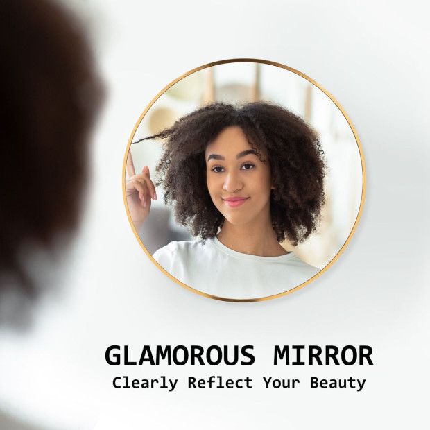 50cm Wall Mirror Round Bathroom - Gold Image 3