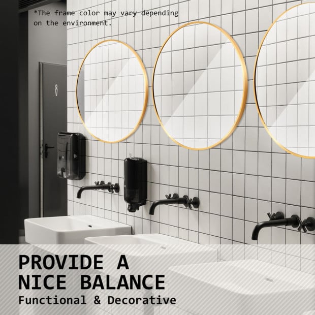 50cm Wall Mirror Round Bathroom - Gold Image 9