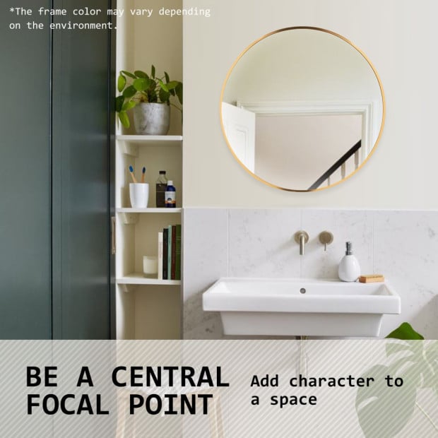 60cm Wall Mirror Round Bathroom - Gold Image 4
