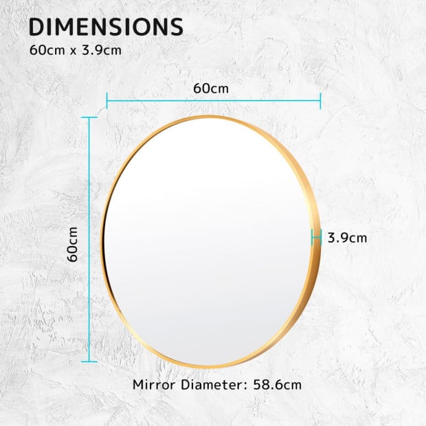 60cm Wall Mirror Round Bathroom - Gold Image 9