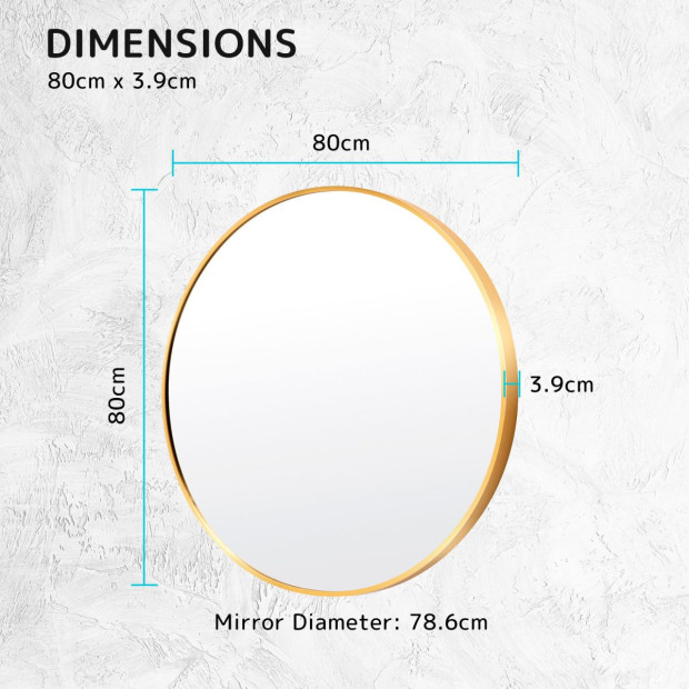 80cm Wall Mirror Round Bathroom - Gold Image 12