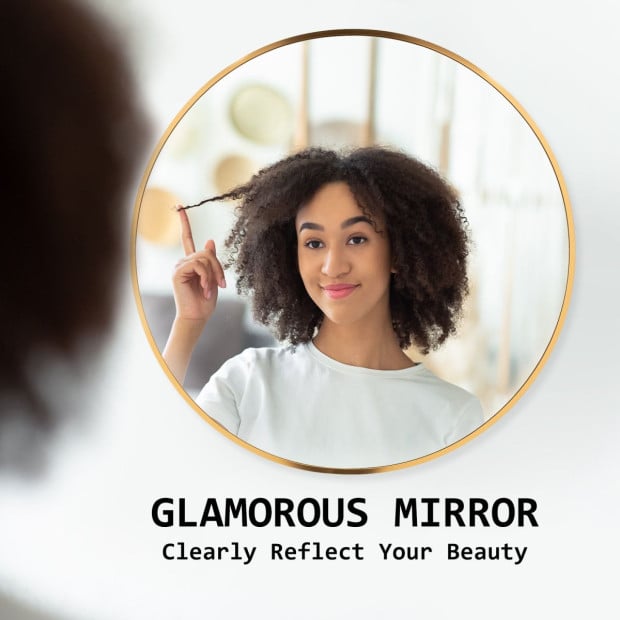 80cm Wall Mirror Round Bathroom - Gold Image 3