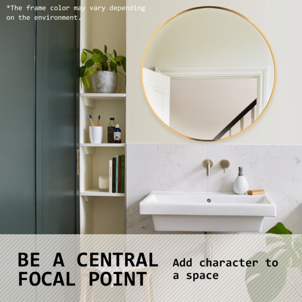 80cm Wall Mirror Round Bathroom - Gold Image 7