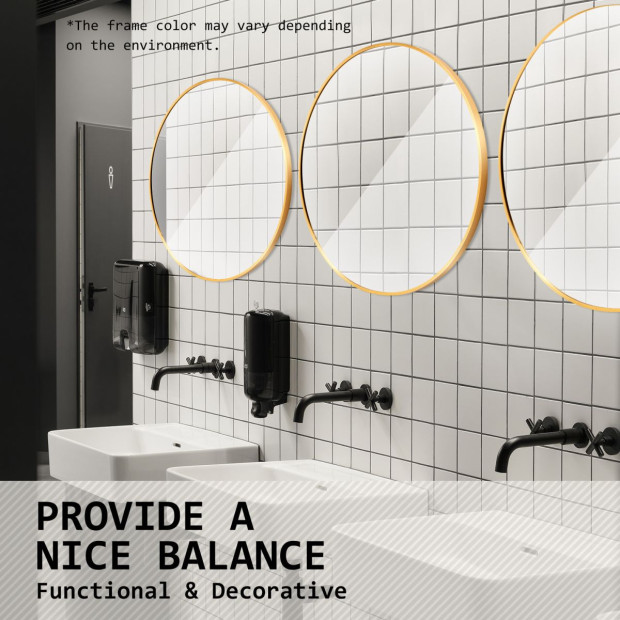 80cm Wall Mirror Round Bathroom - Gold Image 9