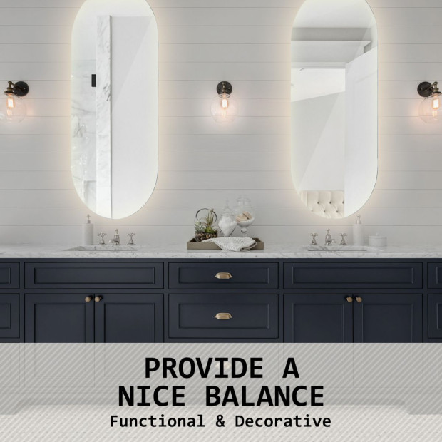 45 x 100cm Led Wall Mirror Oval Bathroom Image 6