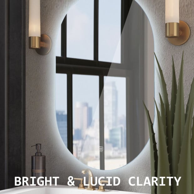 50 x 75cm Led Wall Mirror Oval Bathroom Image 3