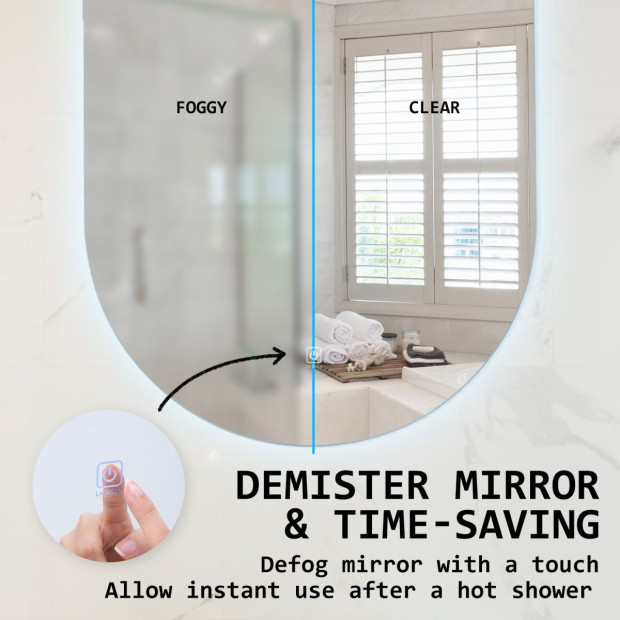50 x 75cm Led Wall Mirror Oval Bathroom Image 5