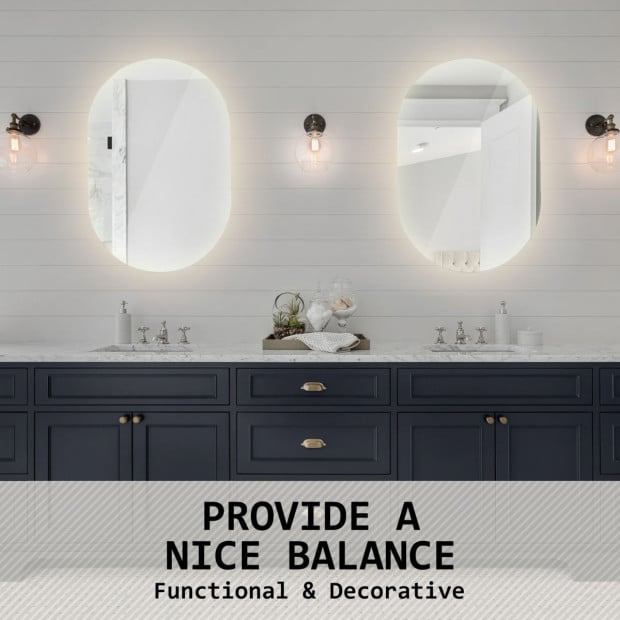 50 x 75cm Led Wall Mirror Oval Bathroom Image 9