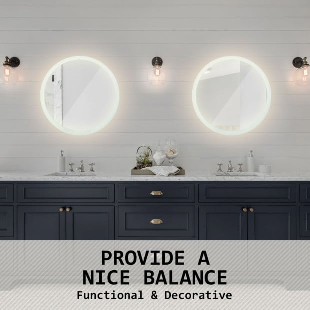 60cm LED Wall Mirror Round Bathroom Image 6
