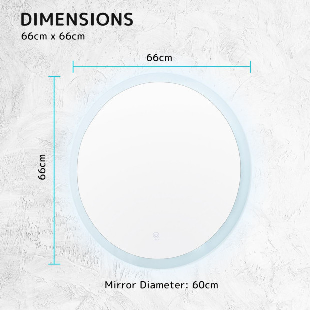 60cm LED Wall Mirror Round Bathroom Image 9