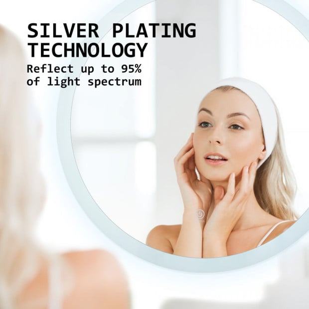 70cm LED Wall Mirror Round Bathroom Image 2