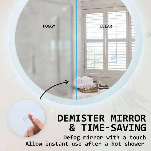 70cm LED Wall Mirror Round Bathroom Image 3