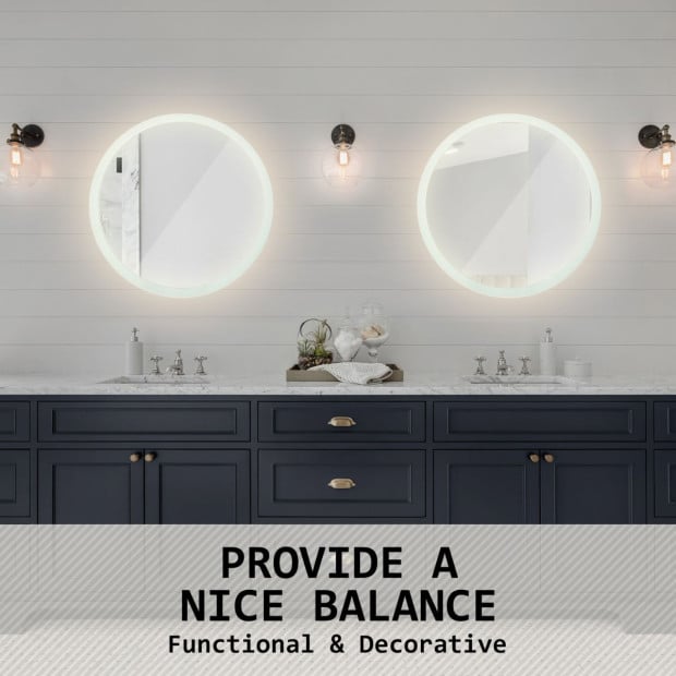 70cm LED Wall Mirror Round Bathroom Image 6