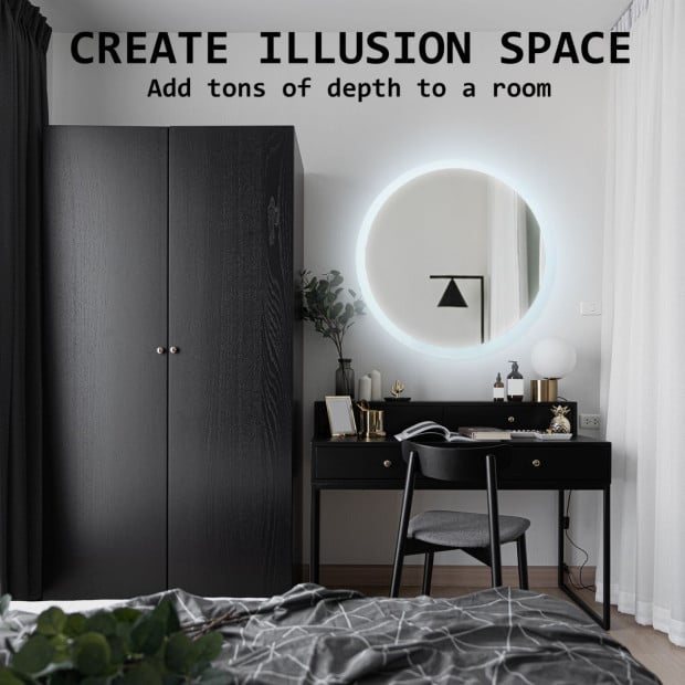 70cm LED Wall Mirror Round Bathroom Image 8