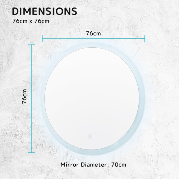 70cm LED Wall Mirror Round Bathroom Image 9