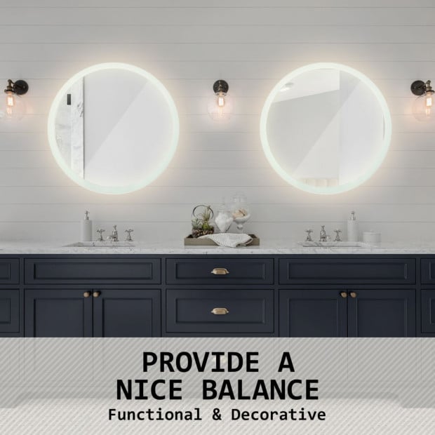 80cm LED Wall Mirror Round Bathroom Image 6