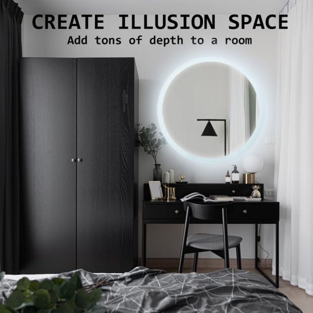 80cm LED Wall Mirror Round Bathroom Image 8